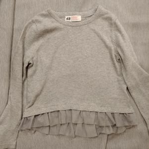 Girls Gray Long Sleeve Top W/Sparkle